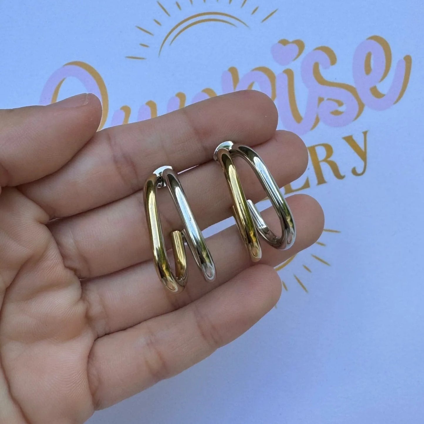 Argollas doble dorado y plateado