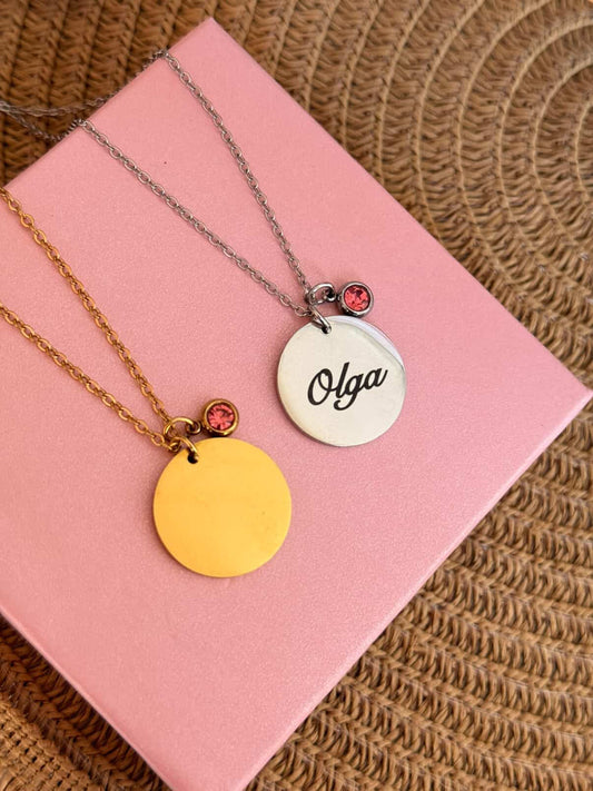 Cadena circular con dije de perlita