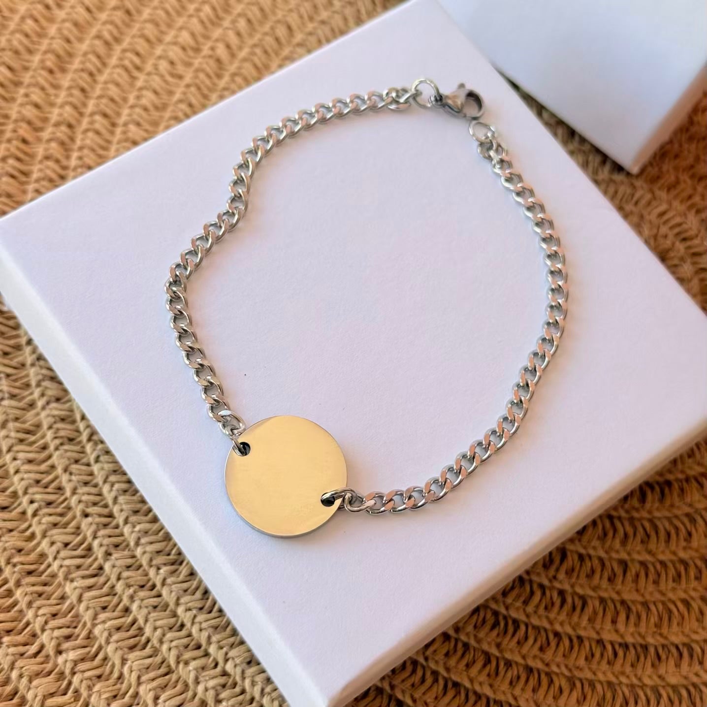 Pulsera de cadena semi-gruesa para fotograbado