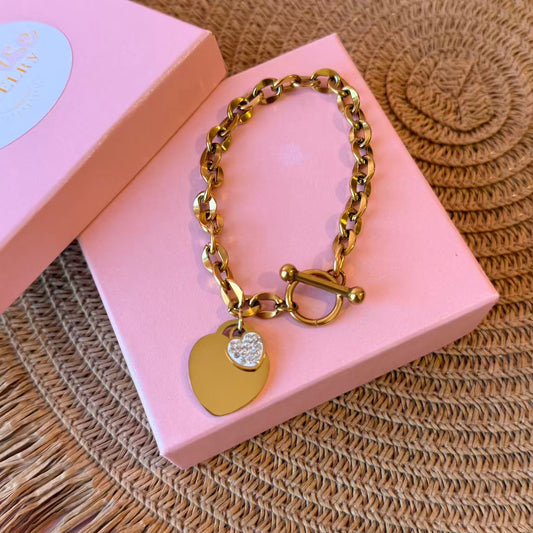 Pulsera chunkie de corazon (grabados)