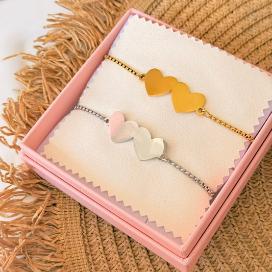 Pulsera corazón doble