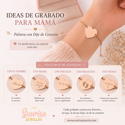 Pulsera ajustable de corazón
