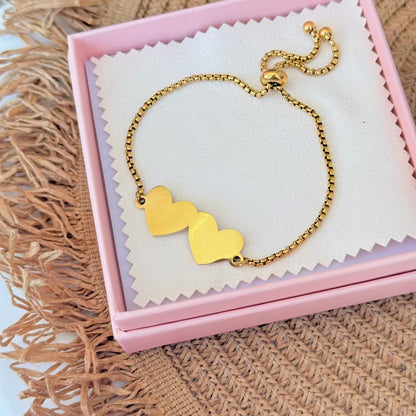 Pulsera corazón doble