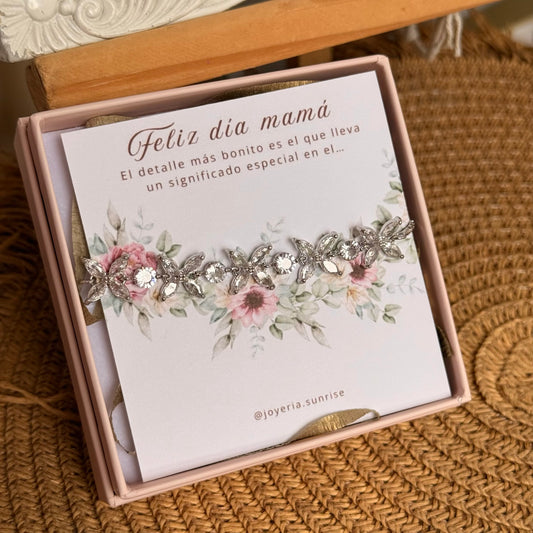 Pulsera flores plateada