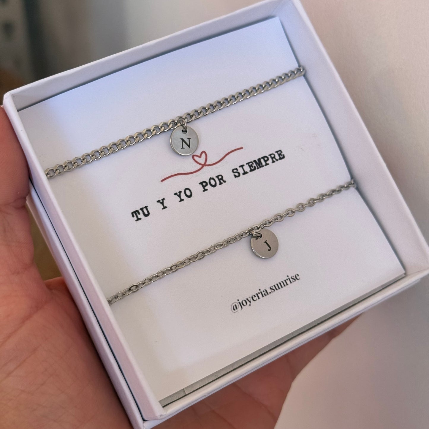 Pulseras para compartir de inicial