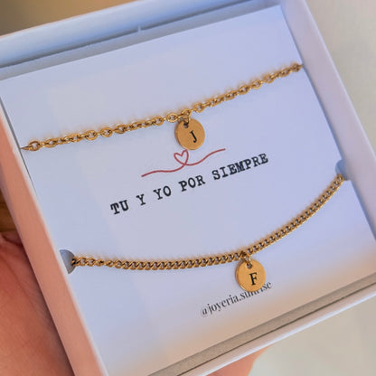 Pulseras para compartir de inicial