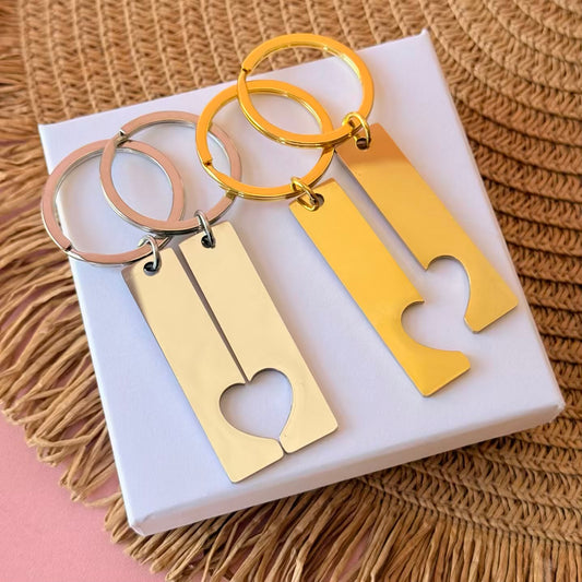 Llavero para compartir rectangular (corazón)