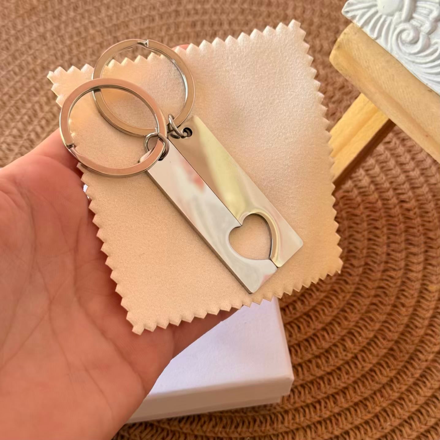 Llavero para compartir rectangular (corazón)