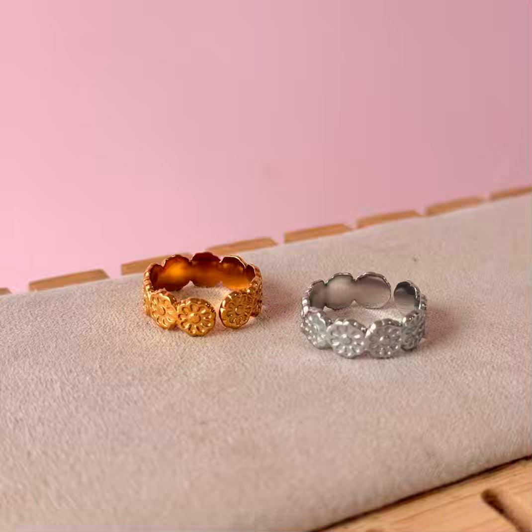 Anillo flores ajustable