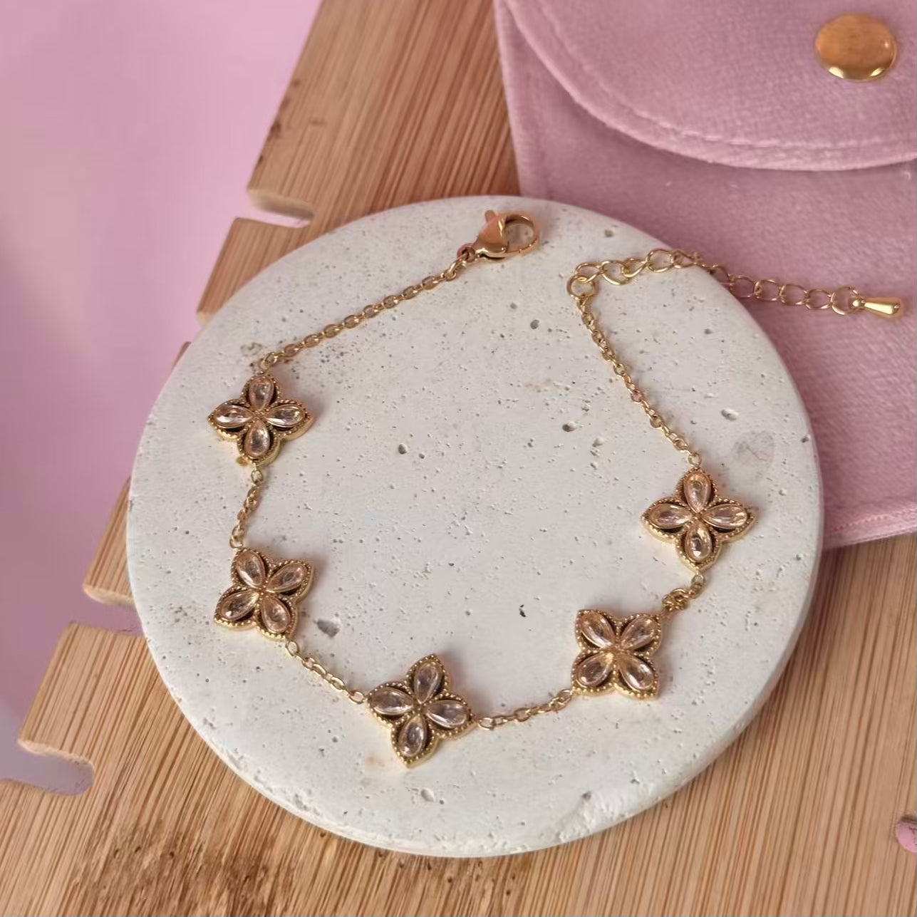 Pulsera de flores acero