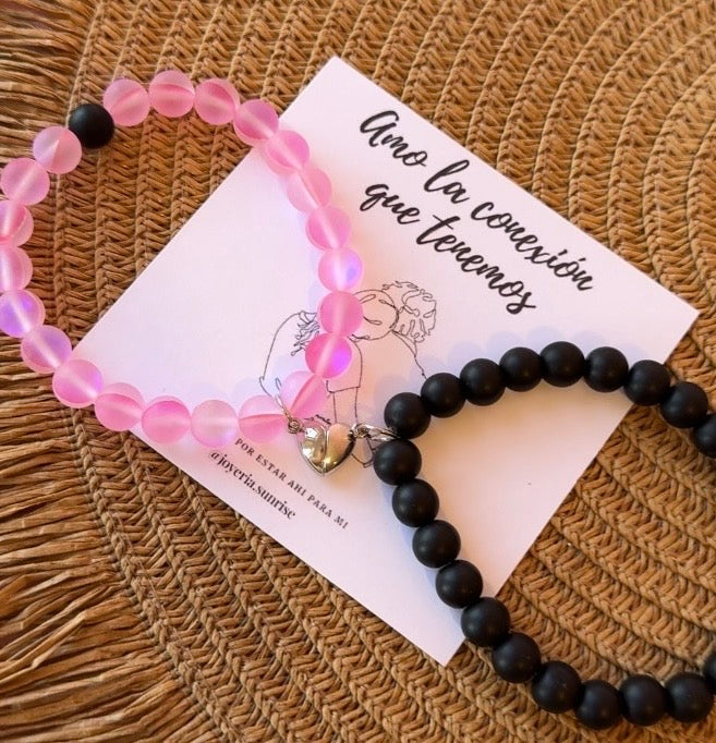 Pulseras magnéticas rosa/negro