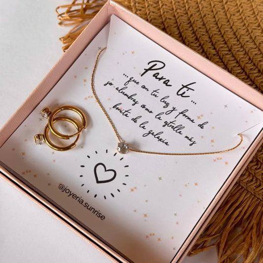 Conjunto argollas y cadena perla minimalista