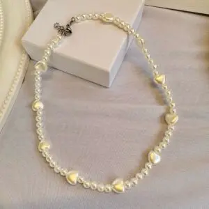 Collar perlas de corazon
